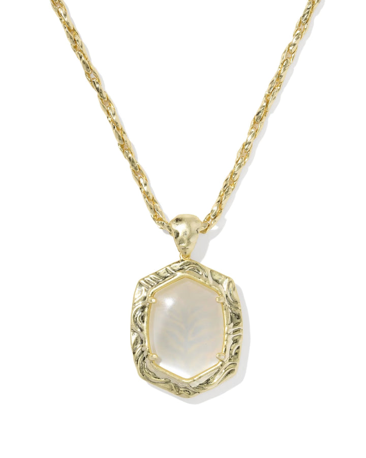 Tiger Stripe Daphne Small Long Pendant Gold MOP