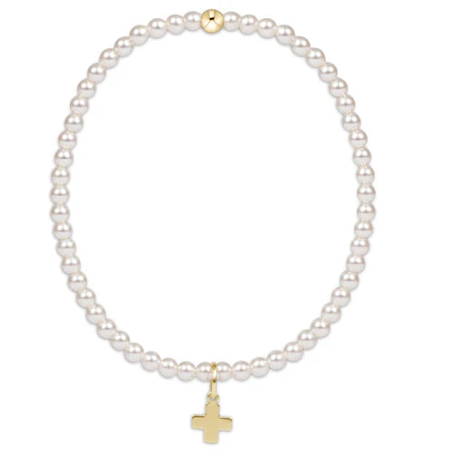 Enewton Extends Classic Pearl 3mm Bead Bracelet Cross Charm