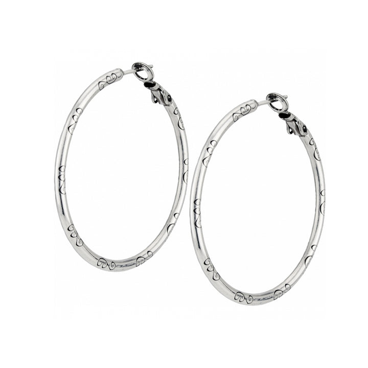 Silver Lrg Hoop Charm Earrings