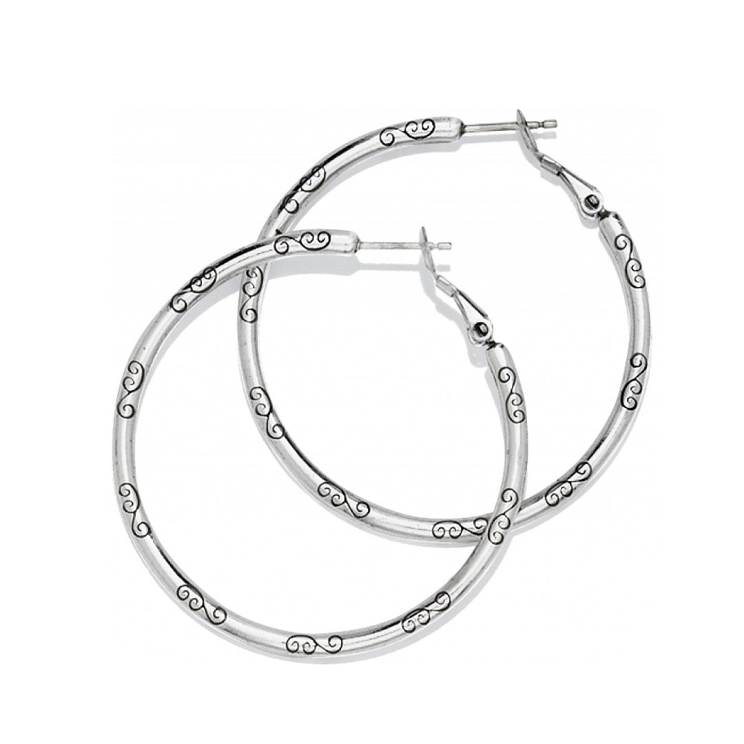 Silver Lrg Hoop Charm Earrings