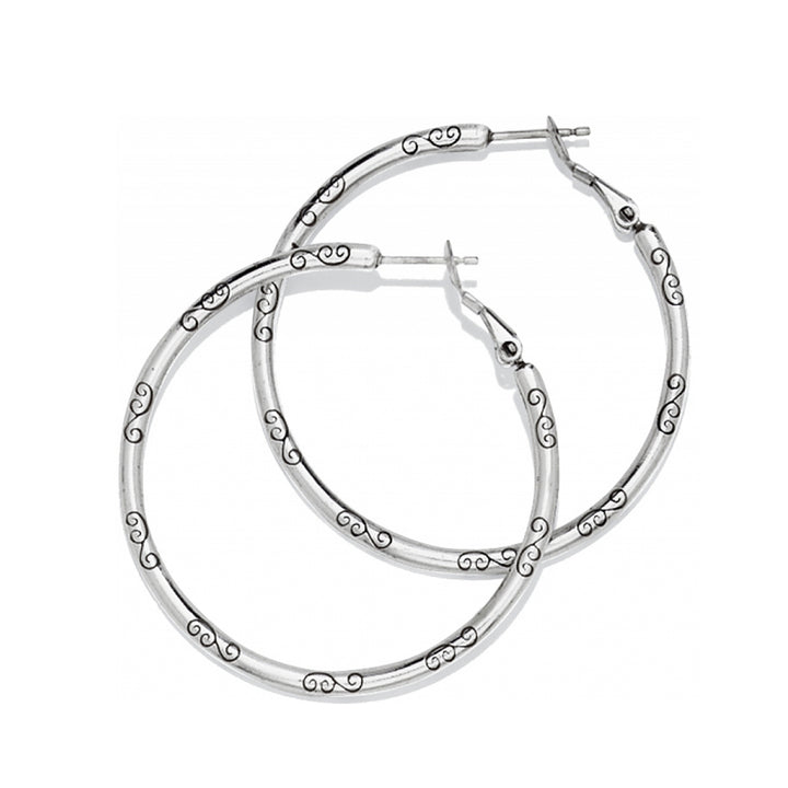 Silver Lrg Hoop Charm Earrings