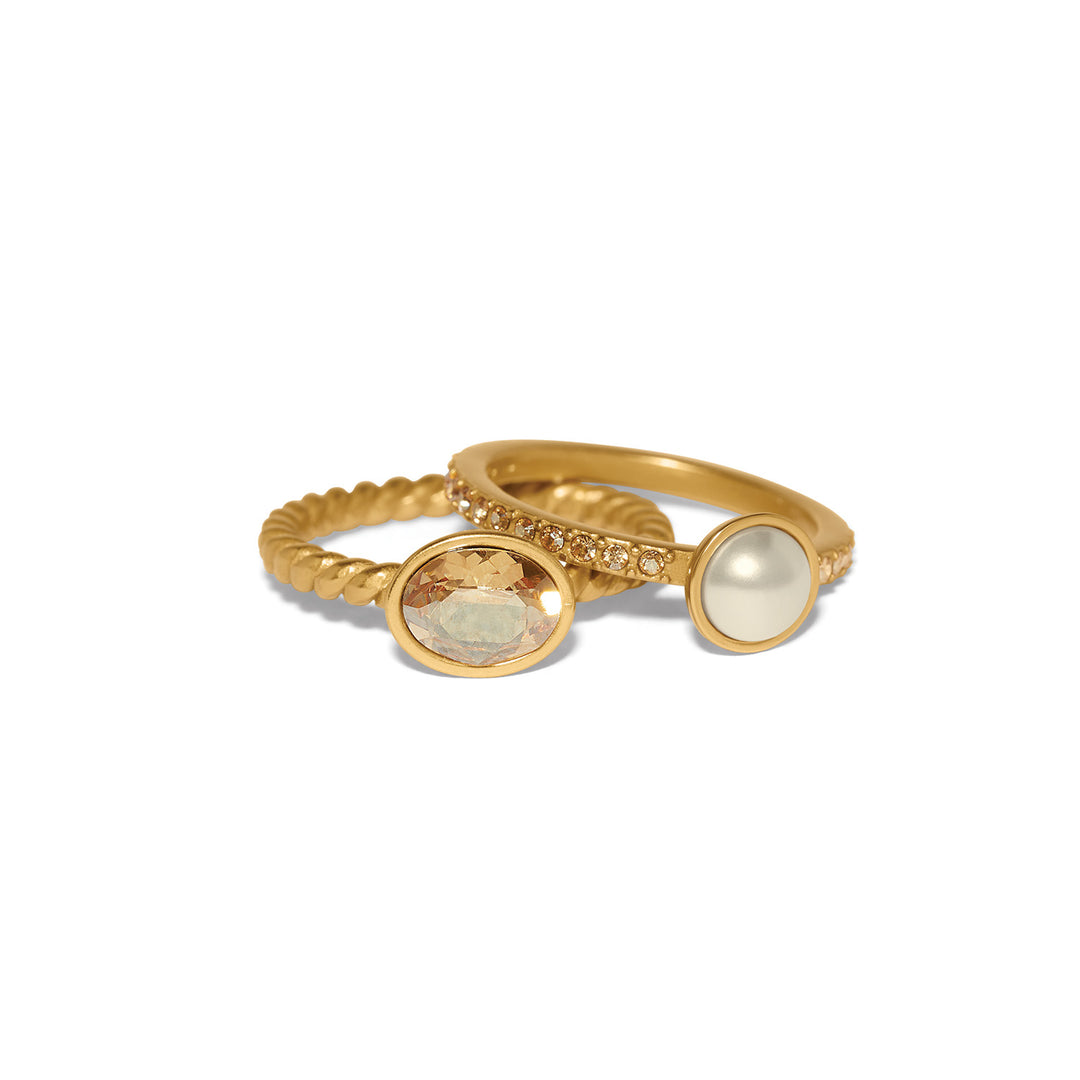Trust Your Journey Double Pearl Ring