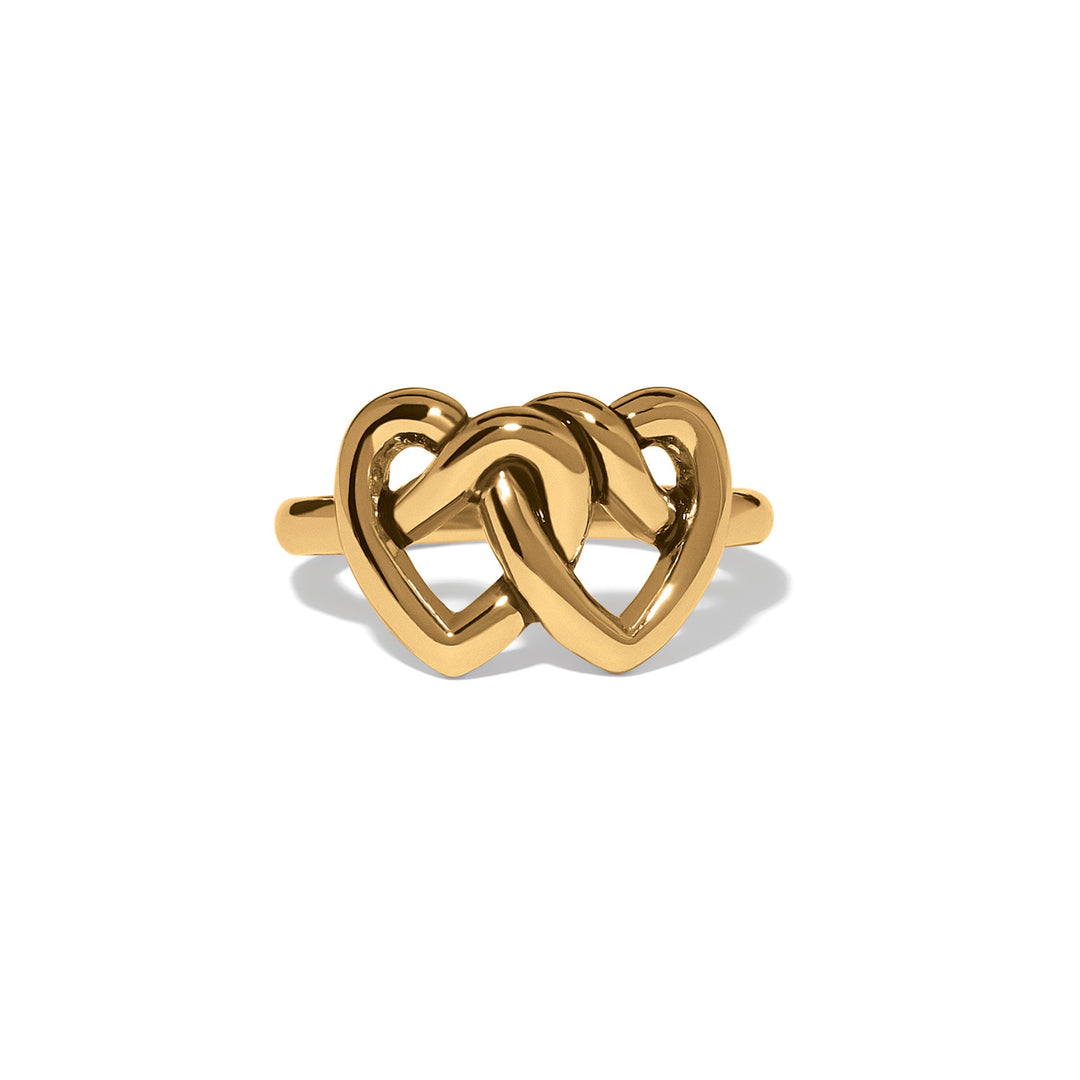 Interlok Linked Hearts Gold Ring
