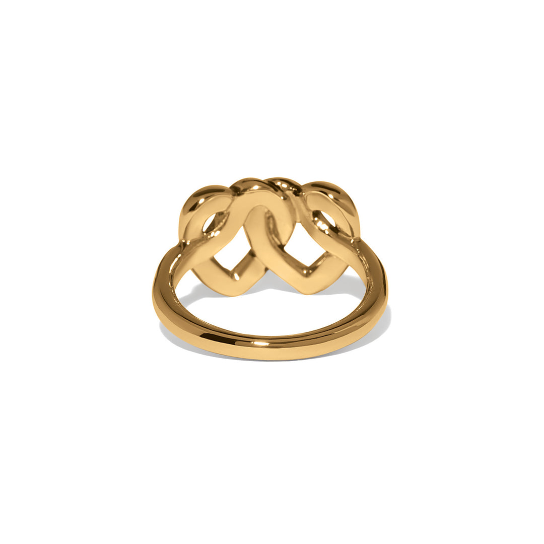 Interlok Linked Hearts Gold Ring