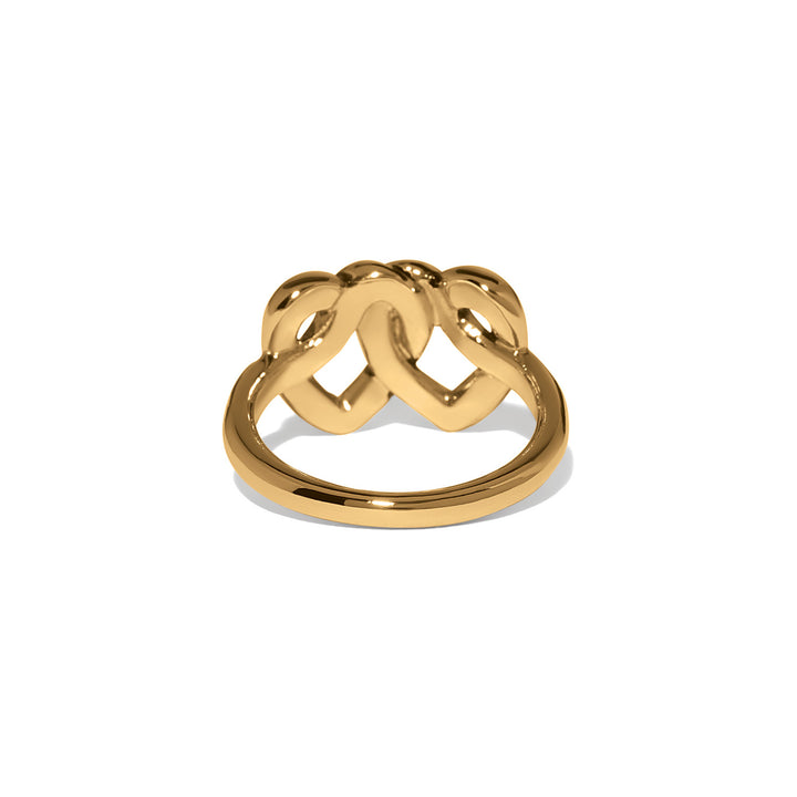 Interlok Linked Hearts Gold Ring