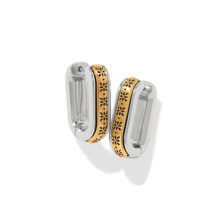 Mosaic Two Tone Hinged Hoop Earrings