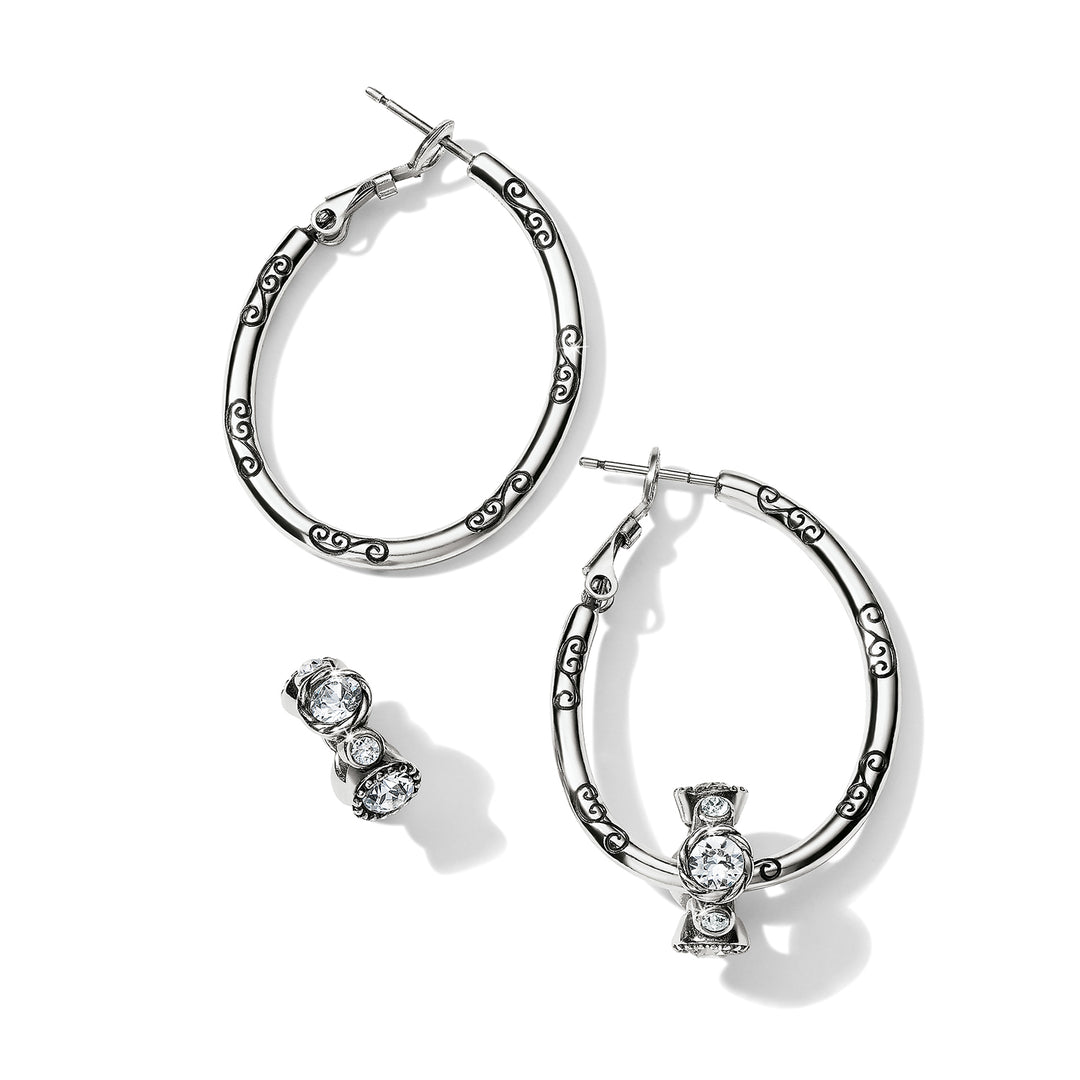 Silver Oval Hoop Charm Earring