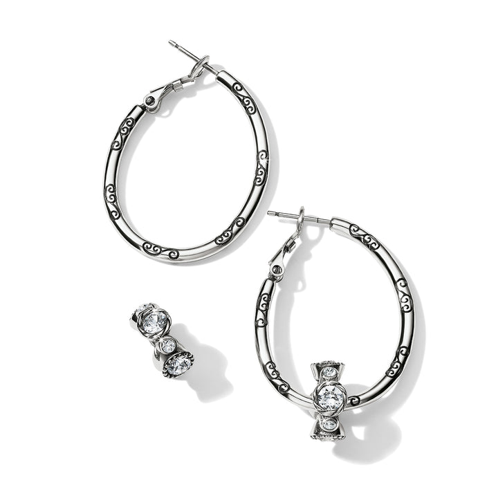 Silver Oval Hoop Charm Earring