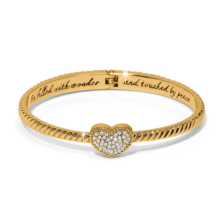 Celestia Heart Hinged Gold Bangle