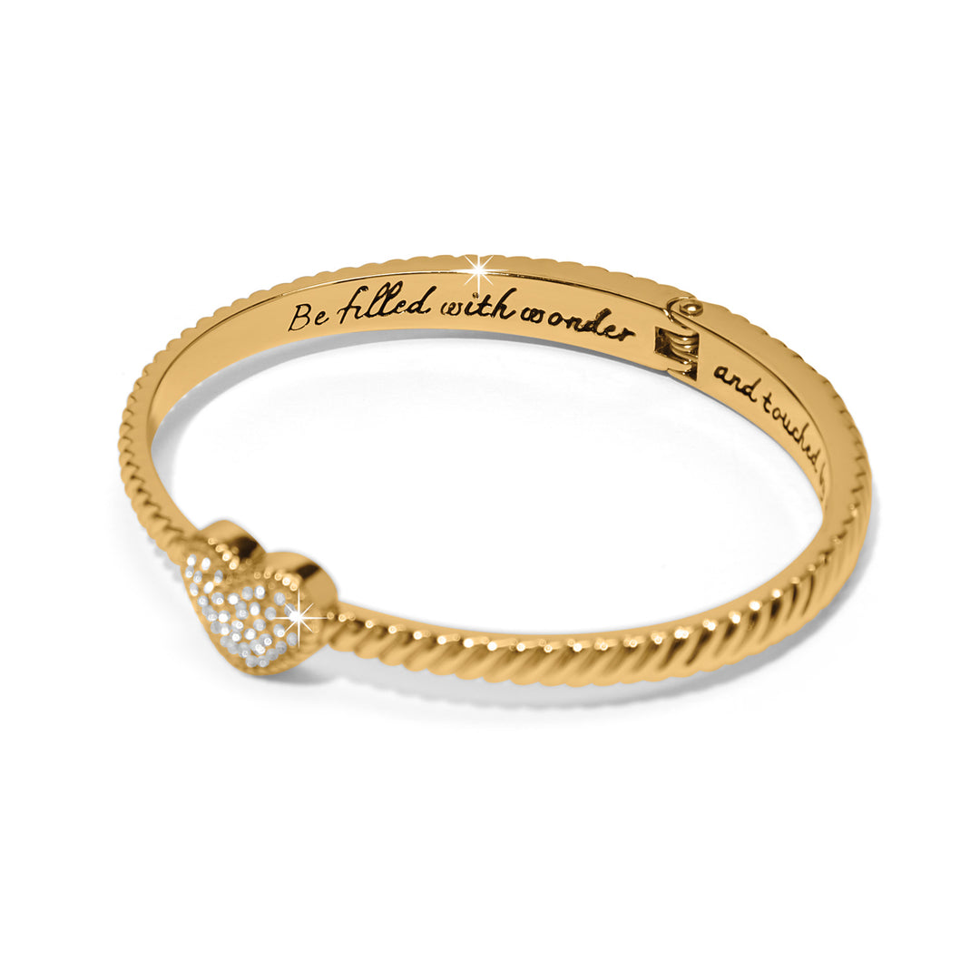 Celestia Heart Hinged Gold Bangle