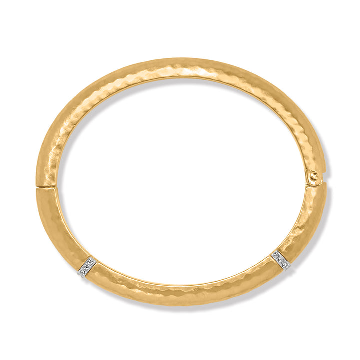 Meridian Geo Hinged Gold Bangle