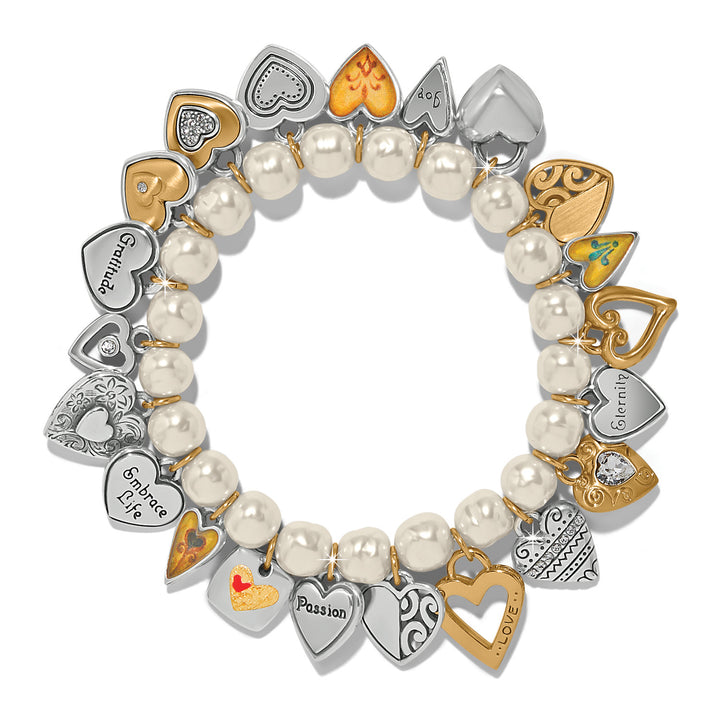 One Heart Pearl Stretch Bracelet
