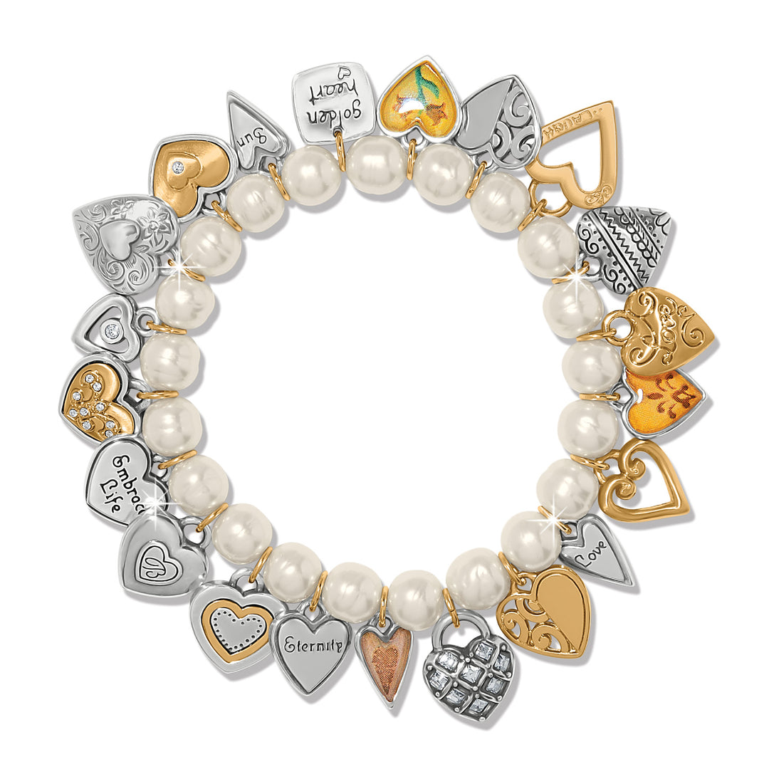 One Heart Pearl Stretch Bracelet