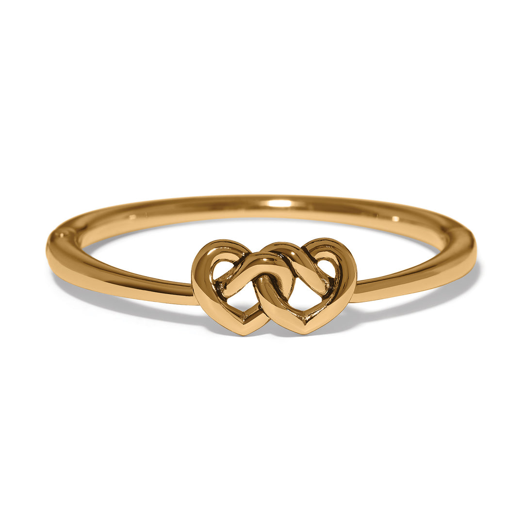 Interlok Linked Hearts Gold Hinged Bangle