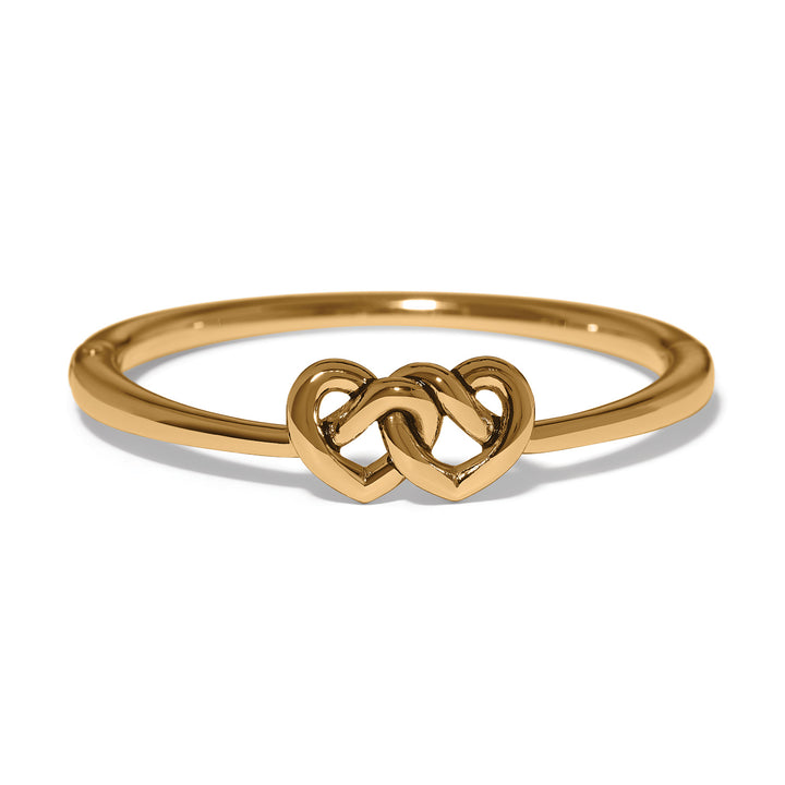 Interlok Linked Hearts Gold Hinged Bangle