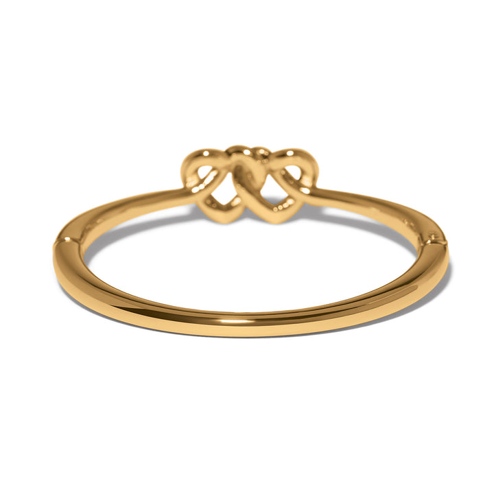 Interlok Linked Hearts Gold Hinged Bangle