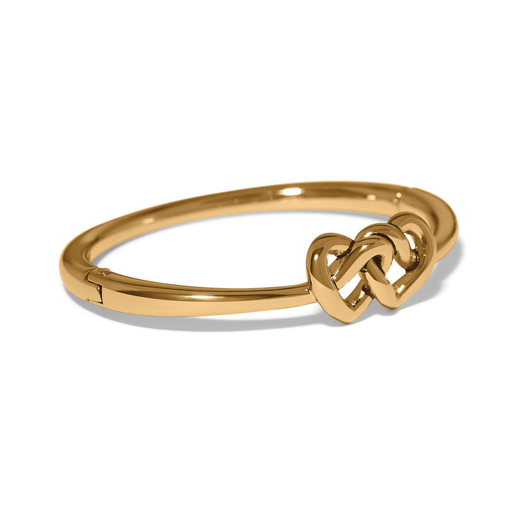 Interlok Linked Hearts Gold Hinged Bangle