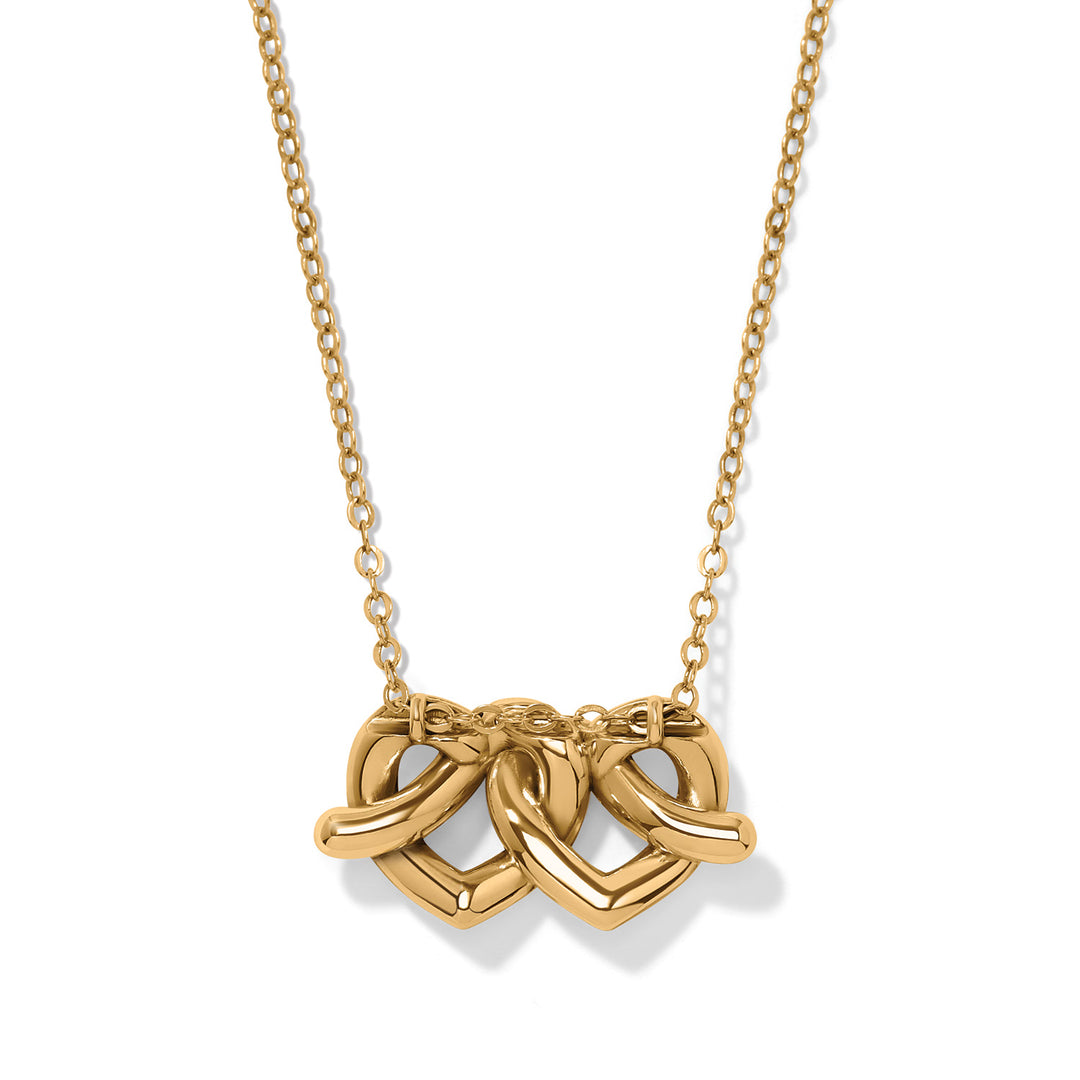 Interlok Linked Hearts Gold Necklace