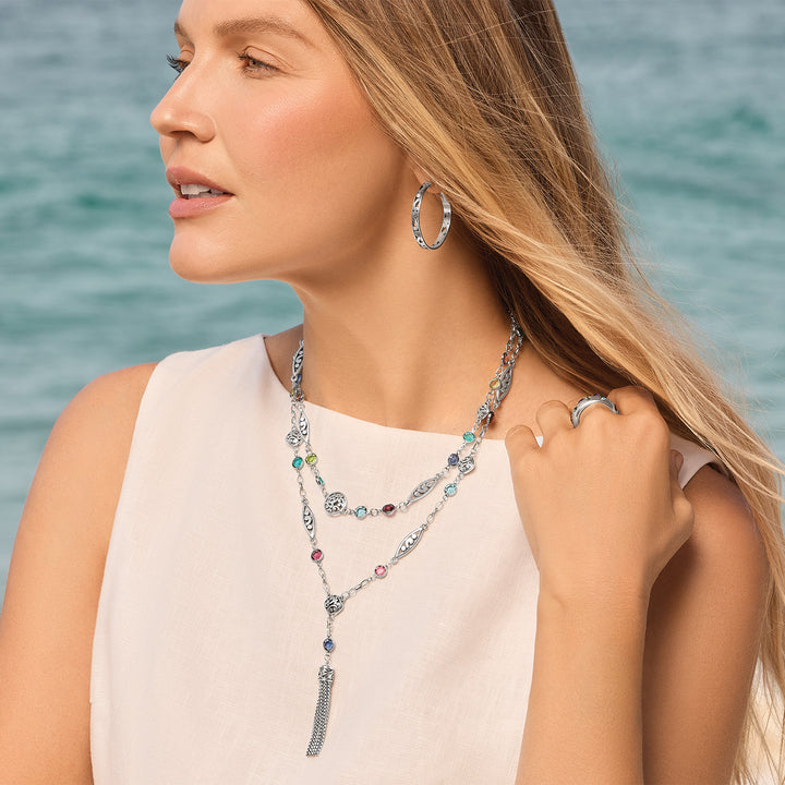 Contempo Color Gems Tassel Necklace