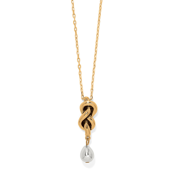 Interlok Single Knot Drop Two Tone Necklace
