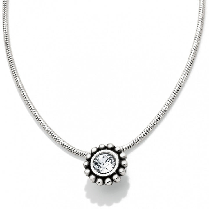 Sil/Stn Twinkle Round Petite Necklace