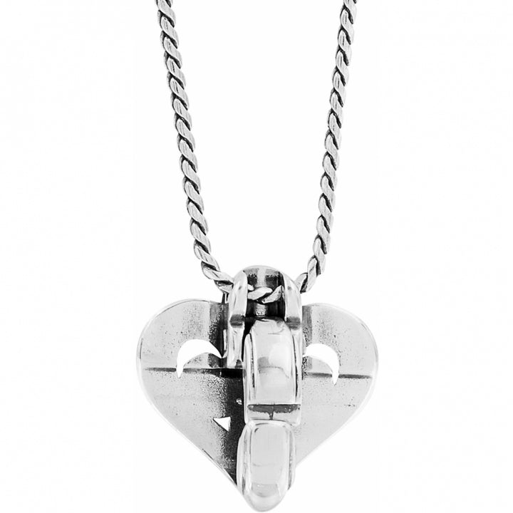 Alcazar Heart Badge Clip Necklace Silver