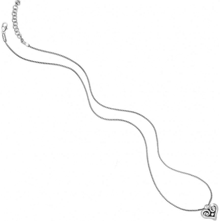 Alcazar Heart Badge Clip Necklace Silver