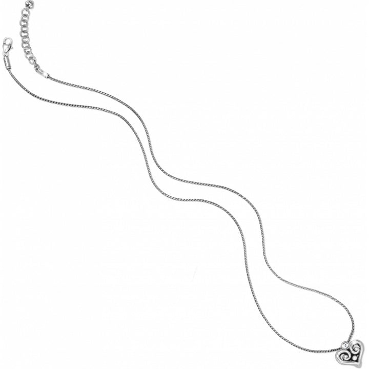 Alcazar Heart Badge Clip Necklace Silver