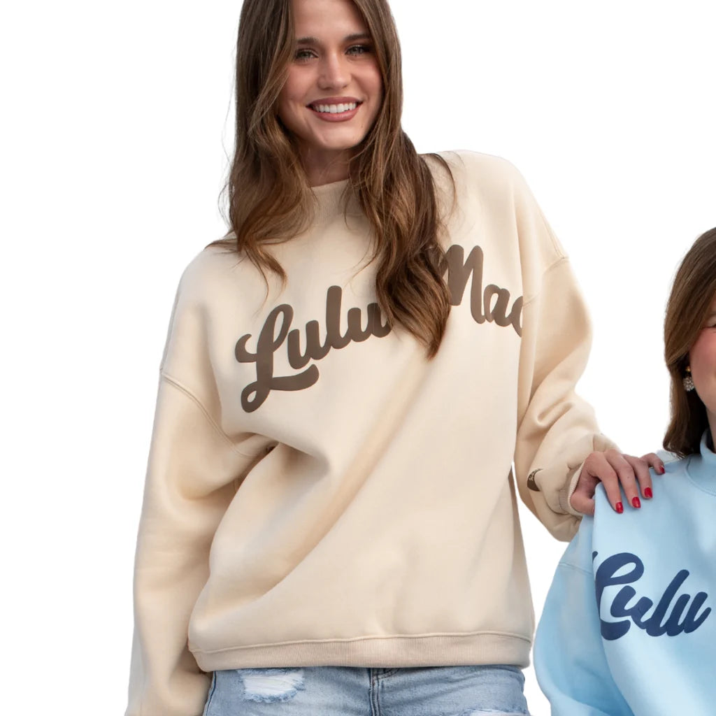 Lulu Mac Cream/Brown Script Sweatshirt