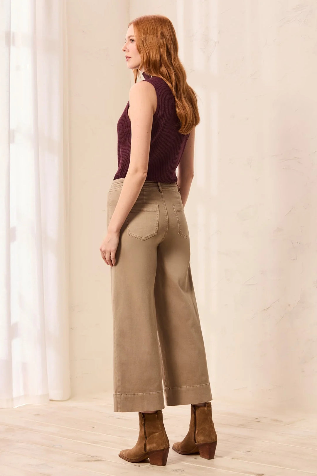High Rise Palazoo Pants - Dry Sand
