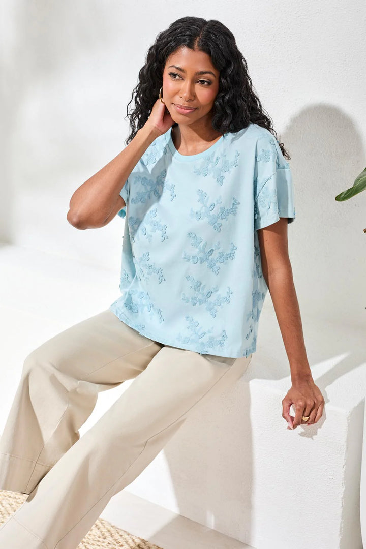 Aqua Sky Crew Neck Top