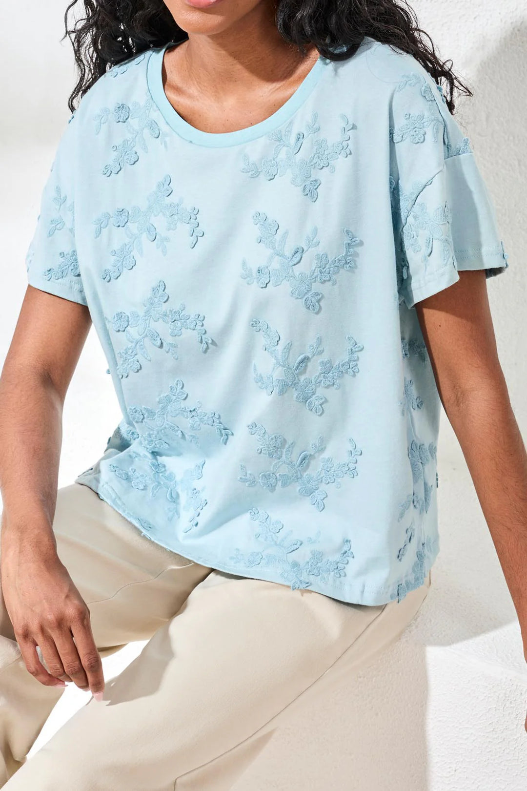 Aqua Sky Crew Neck Top