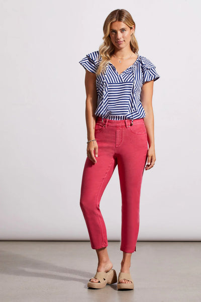 FLY FRONT WIDE LEG PANT-Poppy red