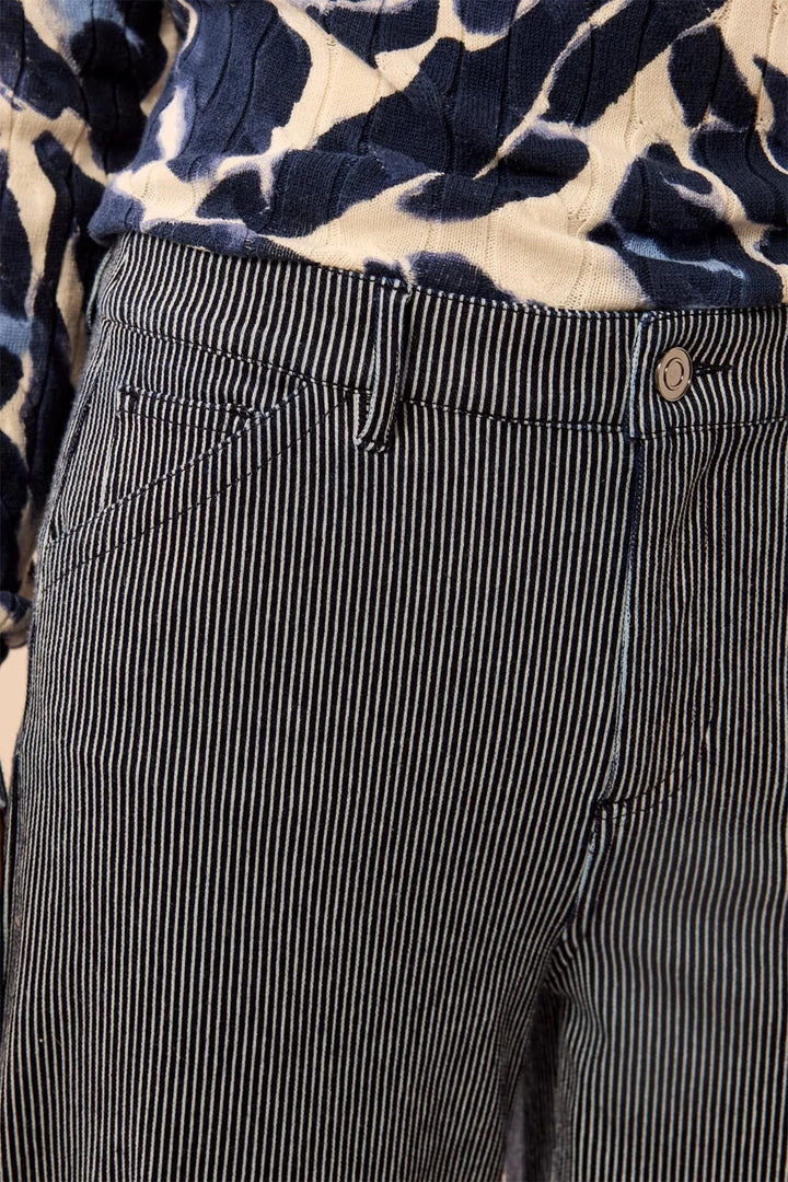 Fly Front Ankle Pant w/Wide Cuffs - Sapphire