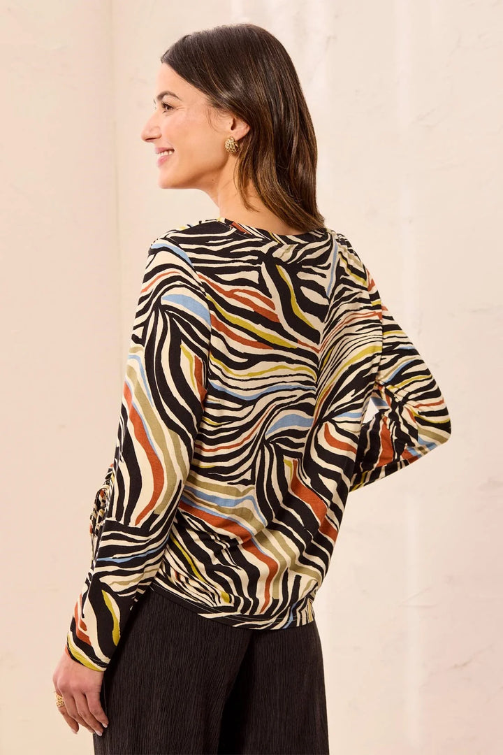 Crew Neck Top w/Side Ruching - Aloe