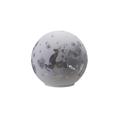 Glass Ball with LED Light & Laser Etched Reindeer