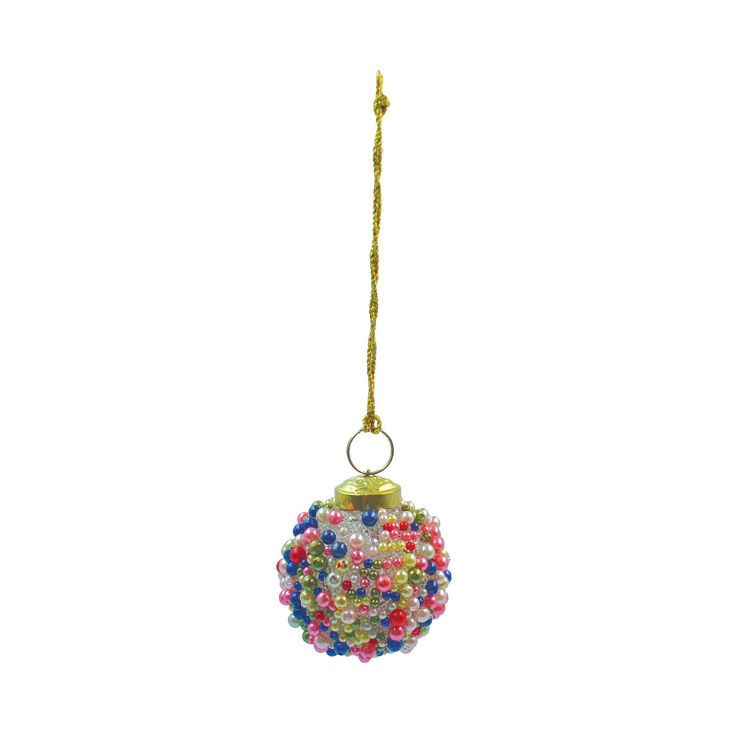2" Beaded Glass Ball Ornament