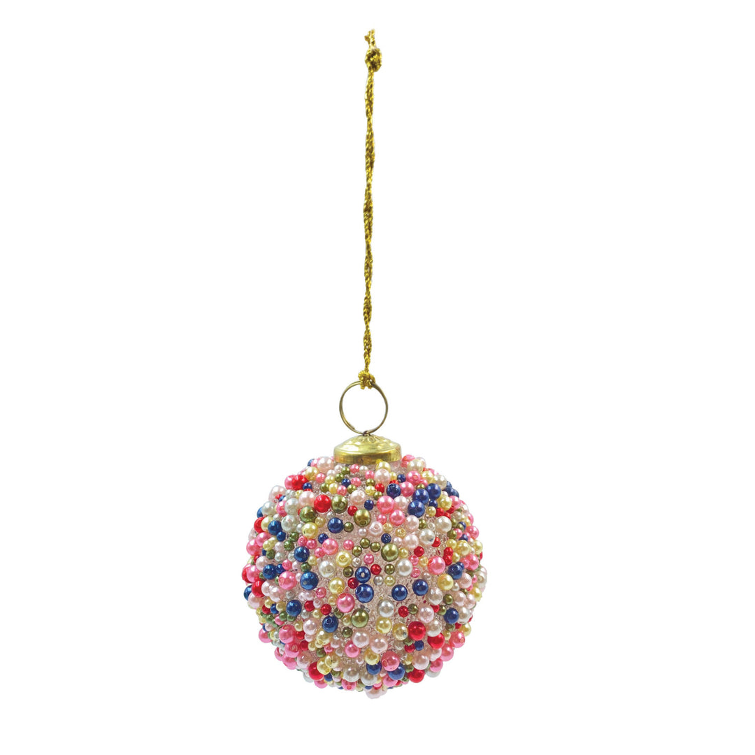 3" Round Beaded Glass Ornament