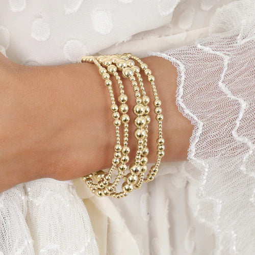 Classic Joy Pattern 6mm Bead Bracelet Gold