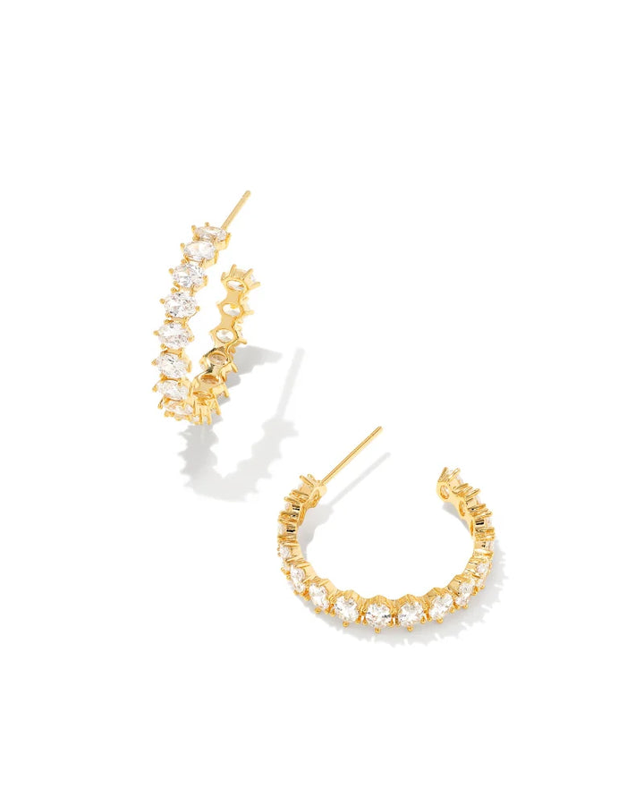 Cailin Crystal Hoop Gold Metal White CZ