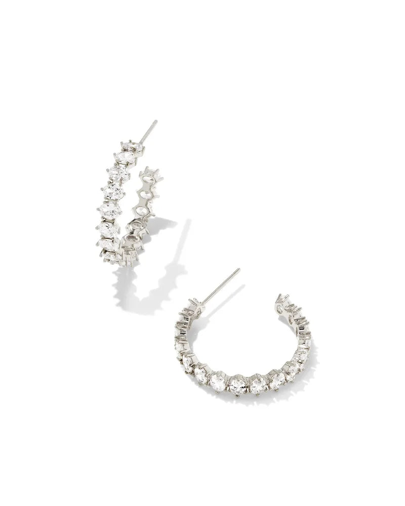 Cailin Crystal Hoop Rhod Metal White CZ