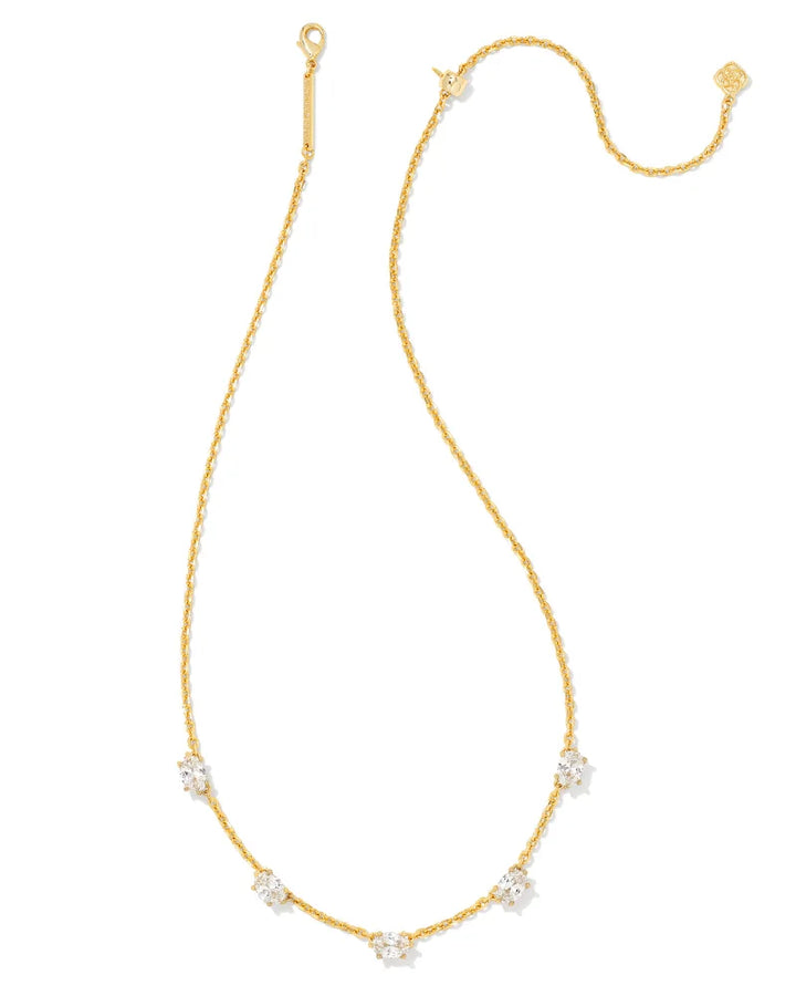 Cailin Crystal Strnd Nck Gold Metal White CZ